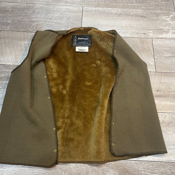 Barbour warm pile lining vest brown/olive snap in A297 C40 M - Picture 1 of 5